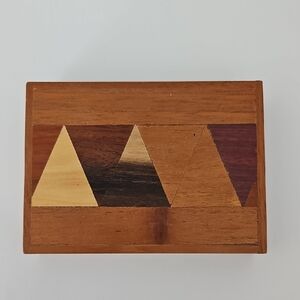 Geometric Wooden Box with Triangular Inlays